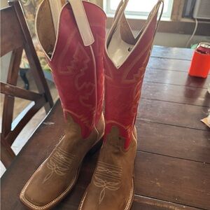 Red and Brown Heeled Cowboy Boots